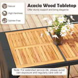 Tangkula 7 Piece Patio Wicker Bar Set, Patiojoy Outdoor Acacia Wood Bar Height Table & 6 Rattan Bar Stool Chairs with Backrest and Footrest, for Bistro Garden Balcony Tangkula