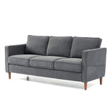 Mellow HANA Modern Linen Fabric Sofa Couch with Armrest Pockets, Dark Heather Grey Mellow