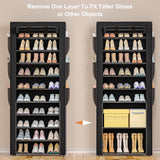 OYREL Large Shoe Rack, Black, 6 Side Pockets, 23.6" Wide x 11.4" Deep x 68.9" Tall, 36-41 Pairs of Shoes OYREL