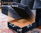 ABCASA Modular Sectional Sofa, L Shaped Couch Set for Living Room, 3-Seater Comfy Cloud Couches with Movable Storage Ottoman,DIY Combination,1400lb Capacity - Chenille Blue ABCASA