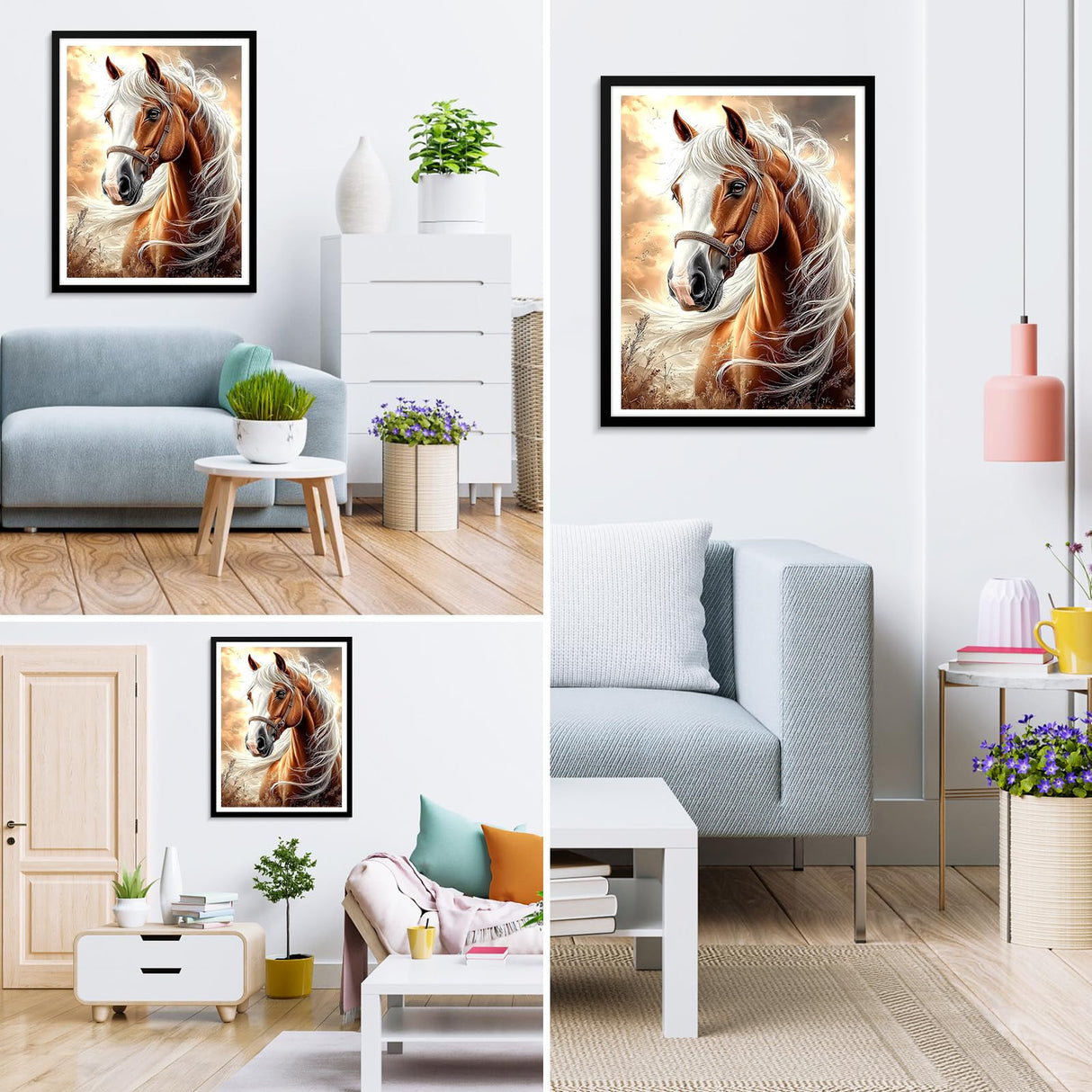 MXJSUA DIY 5D Diamond Painting Kits for Adults, Horse Diamond Art Painting Full Drill Crystal Rhinestone Embroidery Craft Kits for Home Wall Decor Gifts, 12x16inch MXJSUA