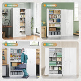 Letaya Metal Storage Cabinet with Lock Door Adjustable Shelf,72" Steel Lockers for Office, Home,School,Kitchen,Garage Tool Utility Cabinet (2 Door-White) Letaya