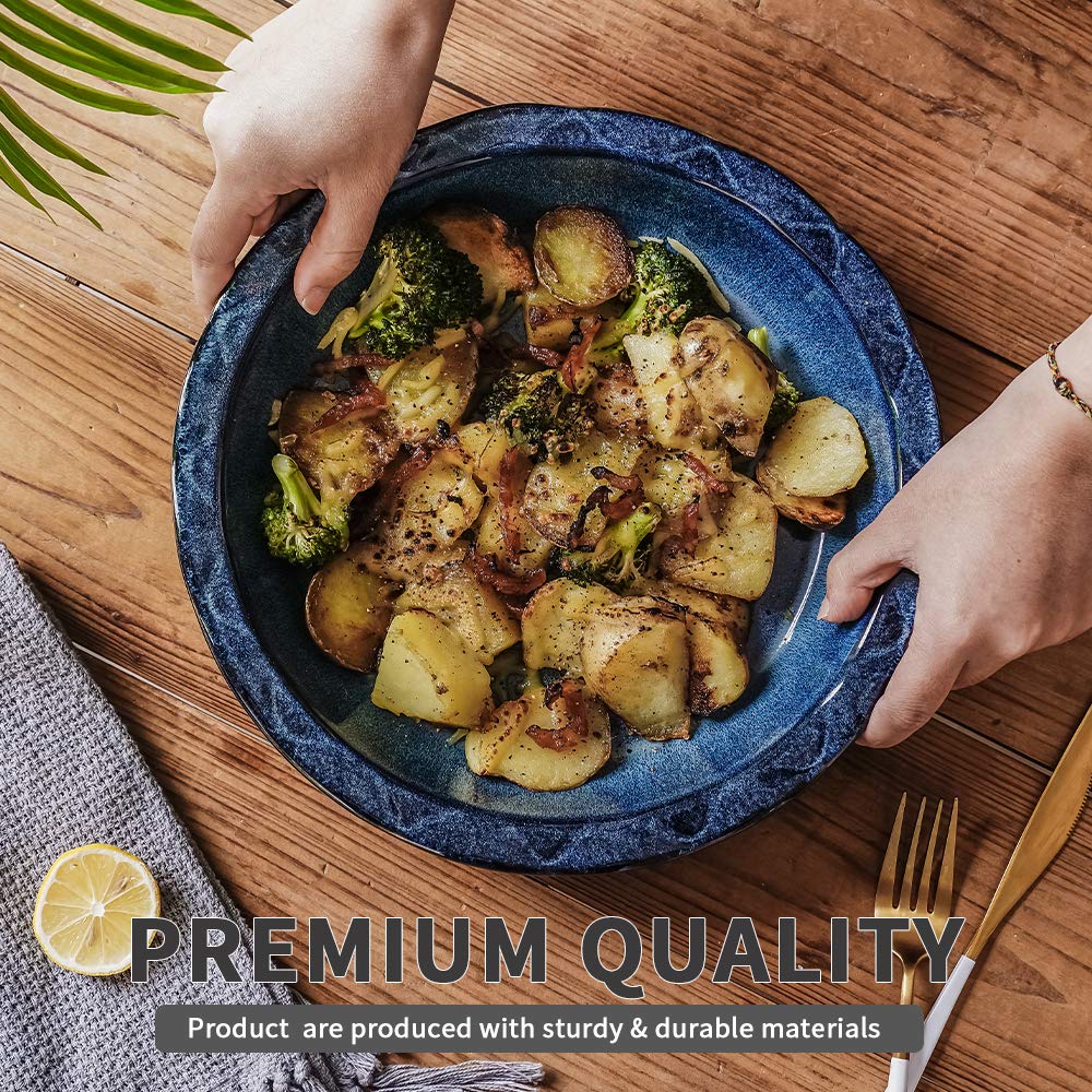 KOOV Ceramic, 9 Inches Pie Plate, Pie Dish for Dessert Kitchen, Round Baking Dish Pan for Dinner, Wrapping Upgrade, Reactive Glaze (Nebula Blue) KOOV