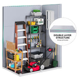 DWVO Outdoor Storage Shed, All-Weather Resin Plastic Storage Shed with Windows, Slanted Roof, Raised Floor, Capacity for Garden Tools & Equipment, Ideal for Backyard & Garden DWVO