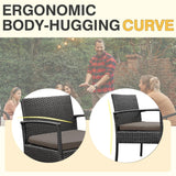 PROHIKER 3 PCS Patio Rattan Conversation Chairs Set, Outdoor Patio Furniture Balcony Furniture Set, Wicker Patio Bistro Set for Garden Porch Balcony Yard, Brown PROHIKER