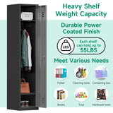 Kooyon Metal Lockers for Employees,71" Metal Storage Cabinet with Lock,1 Door Steel Storage Locker Cabinet for Home,Gym,School,Office,Garage-Assembly Required(Black Gray) Kooyon