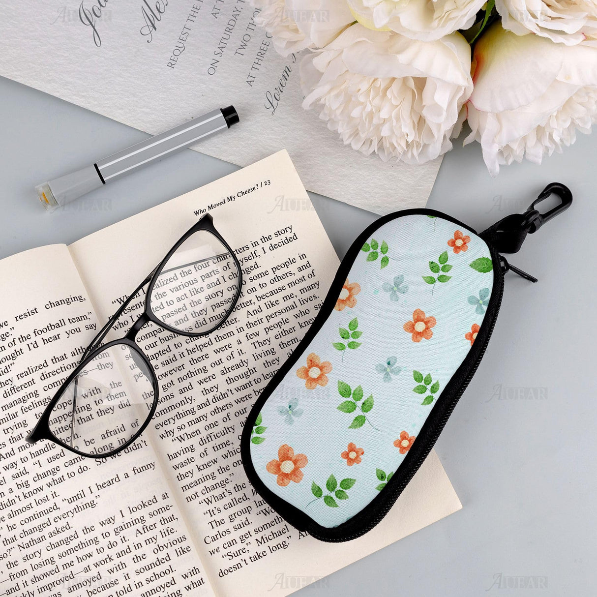 AUEAR, 4 Pack Sublimation Blanks Glasses Case Double Sided Neoprene Eye Glasses Bag for Travel AUEAR