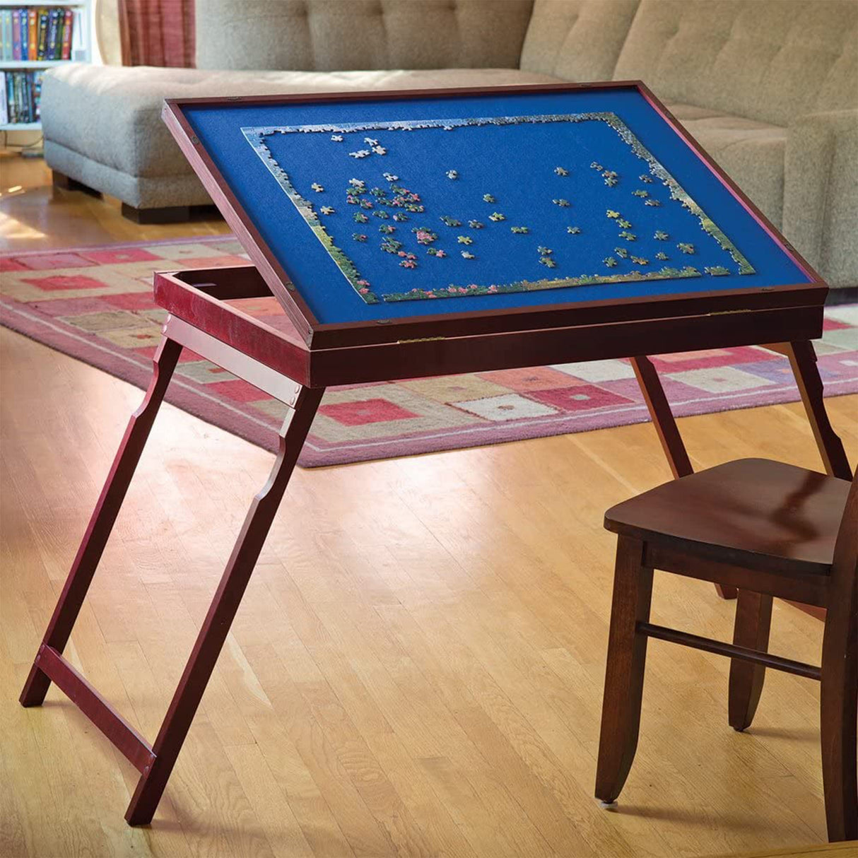 Bits and Pieces - Tilt-Up Wooden Jigsaw Table - Folding Jigsaw Puzzle Table - Puzzle Accessories - Portable Puzzle Table & Puzzle Storage - 25" x 34" Bits and Pieces
