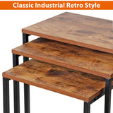 SUPER DEAL Nesting Side Tables Set of 3 Industrial C Shaped End Table Set Stackable Coffee Table Heavy Duty Metal Frame for Small Space, Living Room, Bedroom, Tray for Laptop Coffee Snack SUPER DEAL