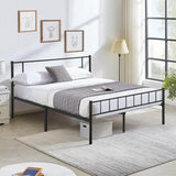 PayLessHere 14 Inch High Metal Platform Bed Frame with Headboard Maximum Storage Space Under The Heavy Duty Bed Frame No Box Spring Needed Noise-Free Easy Assembly (Full) PayLessHere