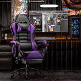 Gaming Chair, Computer Chair with Footrest and Lumbar Support, Ergonomic Video Game Chair with Headrest, Height Adjustable Gamer Chair Office Desk Chair, Purple Ntiibcuy