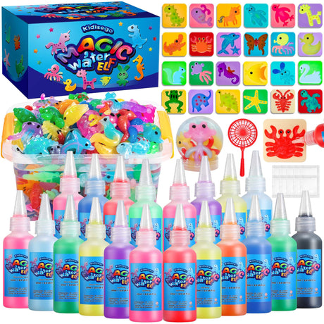Kidisego Aqua Fairy Water Gel Kit for Kids, Magic Water Elf Toy Kit with 20 Colors Magic Gel, Aqua Fairy kit with 24 Shape Molds, Crate Your Own Magic Elf Kits Water Pets Craft Kits for Kids Kidisego