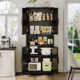 IDEALHOUSE Black Pantry Cabinet,70" Tall Kitchen Pantry Cabinet with Doors and Adjustable Shelves, Freestanding Cupboard, Tall Storage Cabinet for Bathroom, Dining Room, Living Room IDEALHOUSE