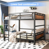 HKOLIE Queen Over Queen Bunk Bed, Convertible Metal Bunk Beds Can Separate into Loft Bed and Platform Bed, Heavy Duty Noise-Free Bed Frame with Safety Rails for Adults Teens Kids, Black HKOLIE