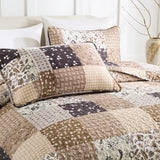 Menghomeus Brown Quilt Set King Boho Patchwork Bedspread Floral Coverlet Reversible Bed Quilt Set All Season Soft Microfiber Bedding Farmhouse Bed Sets, 104"x90" Menghomeus
