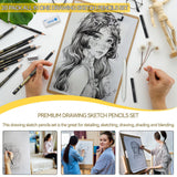 MARTCOLOR Drawing Sketching Pencil Set, 20 Pieces, Graphite Pencils (14B-4H), Charcoal Sticks, Stump, Eraser, Sharpeners, Ideal for Drawing Art, Sketching, Artist Pencils for Beginners & Pro Artists MARTCOLOR