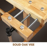 DNA MOTORING Heavy Duty Wood Workbench, Wooden Workbench for Workshop, Garage, W/Adjustable Handle, TOOLS-00523 DNA MOTORING