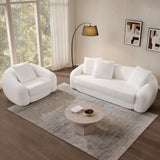 SICOTAS 90.6" Curved Convertible Sofa Couch Bed for Living Room Futon Cloud Boneless Sleeper Sofa Pull Out Floor Couch with Deep Seat Modern 3 Seater Foam Bed No Assembly for Bedroom Apartment, White SICOTAS