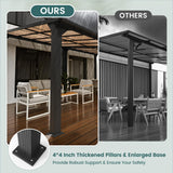 Patiopia 10 * 12FT Pergola,4 * 4 Inch Thickened Pillars & Enlarged Base,Outdoor Hardtop Lean to Gazebo,Wall Mounted Pergola,Pergolas Gazebos Clearance,Aluminum Frame Pergola,UV Resistant Patio Roof PATIOPIA