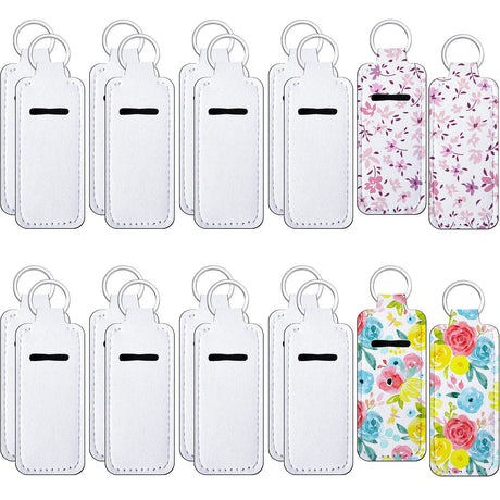 Hicarer 20 Pieces Sublimation Lipstick Holder Keychain Bulk Blank Lipstick Neoprene Clip-on Sleeve Travel Key Ring Holder Hicarer