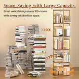 neatevday 5 Tier Rotating Bookshelf, 360° Display Rotating Bookshelf Tower, Tall Spinning Book Shelf, Space Saving Floor Standing Spinning Bookcase for Living Room, Bedroom, Office neatevday