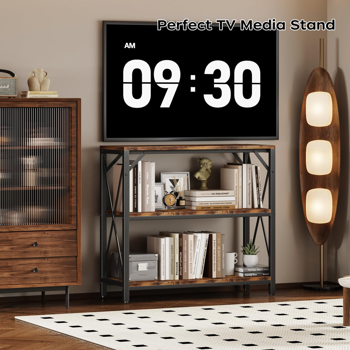 Homeiju Console Table 31.5" Width, 3-Tier Entryway Table with Storage, Industrial Sofa Table with Open Shelves, Foyer Tables for Entryway, Hallway, Kitchen, Living Room and Bedroom, Rustic Brown Homeiju