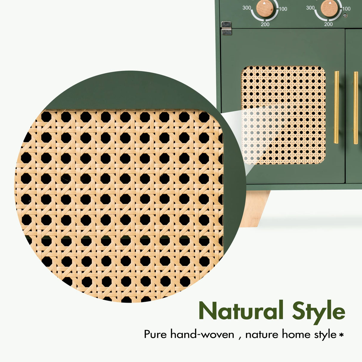 ROBUD Kids Kitchen Playset, Vintage Wooden Play Kitchen with Ice Dispenser, Pretend Toddlers Kitchen Toy with Accessories, Baby Gift for Ages 3 4 5 6 7 8 ROBUD