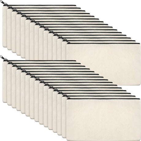 Outus Canvas Zipper Pouch Bags Canvas Pencil Pouch Blank Makeup Bags DIY Craft Bags Pencil Case Multipurpose Cosmetic Pouch for Cosmetic Toiletry Stationery Storage (30 Pieces) Outus