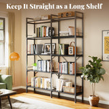 Huuger 5 Tier Bookshelf, L Shaped Corner Bookshelf with 10 Open Shelves, 49.4 Inch Straight Wide Bookcase with Metal Frame and Wooden Board, Adjustable Feet, Black Huuger