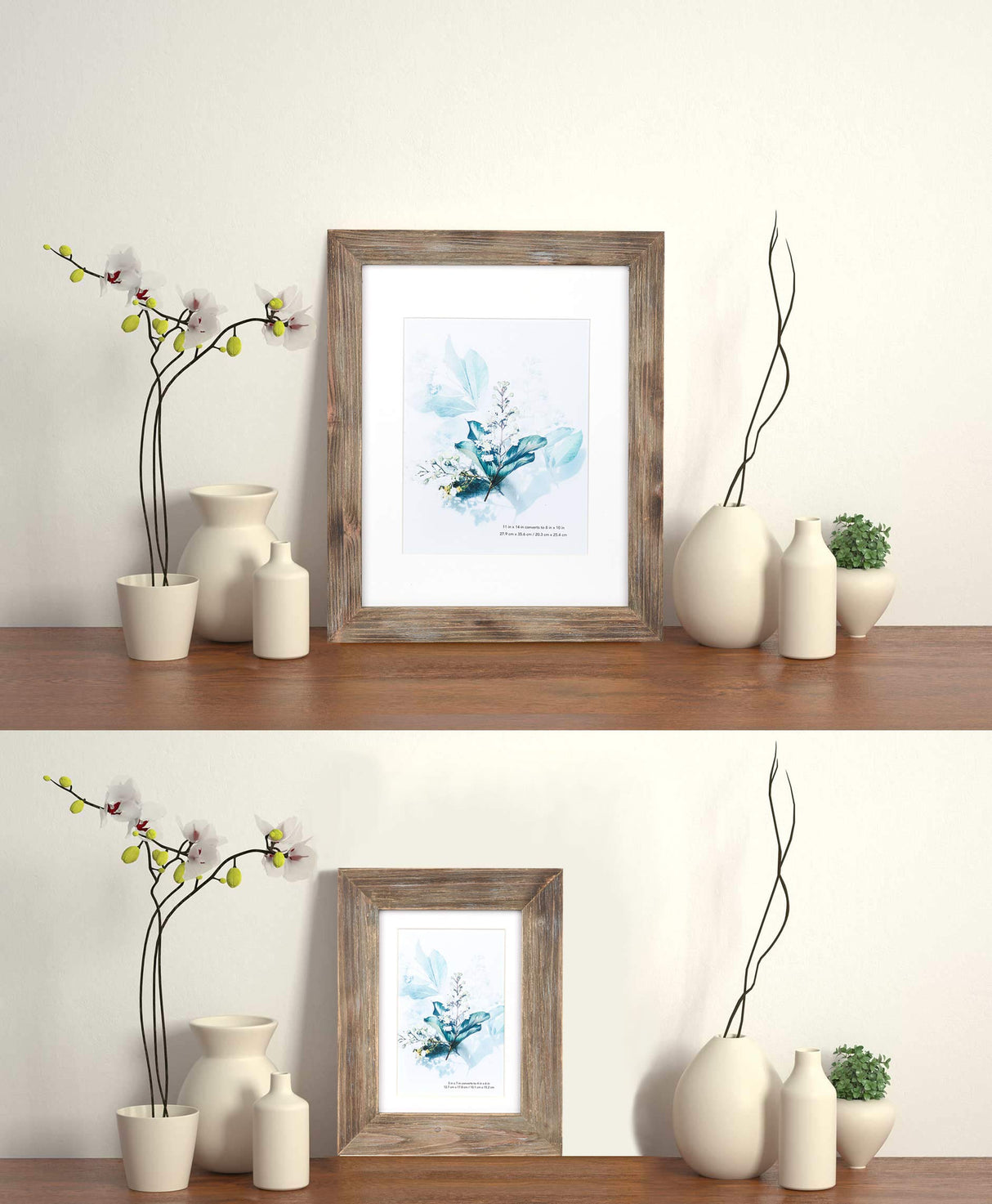 KAIWIN 100% Solid Wood Brown 11x14 Picture Frame 1 Pack Display Picture 8x10 with Mat, HD Glass Inside, Rustic Wooden Photo Frames for Wall Mounting KAIWIN