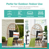Patiorama Wicker Egg Chair Outdoor Indoor, Rattan Lounge Chair for Outside w/Legs Cushion, Basket Wicker Chair for Bedroom Living Room Front Porch Backyard Garden 350 lbs Capacity (Black) Patiorama