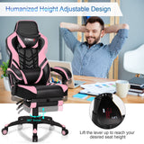 GYMAX Gaming Chair, Ergonomic Computer Chair with Footrest, Linkage Armrests & Lumbar Cushion, Big Wide High Back Video Gaming Chair, Reclining Office Rolling Chair for Adult/Teens (Pink) GYMAX