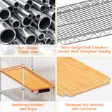 Leteuke Bakers Rack with Power Outlet & Storage, 36 Inch Microwave Stand Kitchen Cart, 4-Tier Metal Kitchen Shelves Cart with Wheels & 20 S-Hooks for Kitchen, NSF Certified, 63 x 18 x 36 Inch-Chrome Leteuke