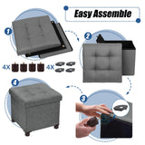 BRIAN & DANY Storage Ottoman Cube, Foot Stool Seat with Wood Legs, Folding Storage Ottoman Bench, Small Ottoman Foot Rest for Living Room and Bedroom 12.6"x12.6"x12.8" - Grey BRIAN & DANY