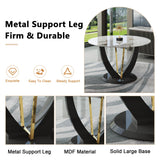 JUFU Round Dining Table Set for 4, 48" Dining Room Table with Faux Marble Tabletop and 4 Upholstered Chairs,Modern Round Kitchen Table Chairs Set for Dinning Room, Living Room, Cafe, Restaurant JUFU