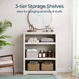 LINSY HOME 3-Tier Bookcase and Bookshelf, Small Wood Display Storage Shelves Farmhouse Bookshelf for Home Office, Living Room, Bed Room - White Oak LINSY HOME