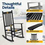 VIVOHOME Oversized Wooden Rocking Chair with Anti-Slip Strips for Noise Reduction, Suitable for Indoor, Porch, Garden, Black VIVOHOME