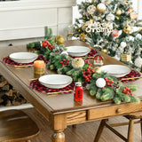 Artoid Mode Red and Black Buffalo Plaid Snowflakes Christmas Round Placemats Set of 4, 14 Inch Winter Round Table Mats for Dining Decoration Artoid Mode