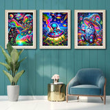 EIBEILI Diamond Art Kits for Adults - 3 Pack Hippie Hippy Alien,Starry Rainbow,Gnome Diamond Painting Kits for Adults,5D Round Full Drill Gem Art,DIY Crafts Kits for Gift Home Wall Decor 12x16inch EIBEILI
