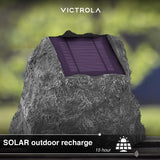 it.innovative technology Outdoor Rock Speaker Pair - Wireless Bluetooth , for Garden, Patio, Waterproof, Built for all Seasons & Solar Powered with Rechargeable Battery, Music Streaming - Charcoal Victrola