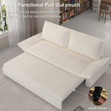 GNIXUU 70.1" Queen Pull Out Sofa Bed, Velvet Convertible Sleeper Sofa Couch with 2 Soft Pillows, Comfy Futon Bed Pull Out Couch for Living Room, Apartment, Small Space(Beige) GNIXUU