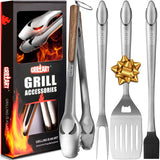 GRILLART BBQ Tools Grill Tools Set -18Inch Grilling Tools BBQ Set - Grill Accessories w/BBQ Tongs, Spatula, Fork, Brush- Stainless Grill Kit Grilling Set - Gift Ideas BBQ Accessories Gifts for Men Dad GRILLART