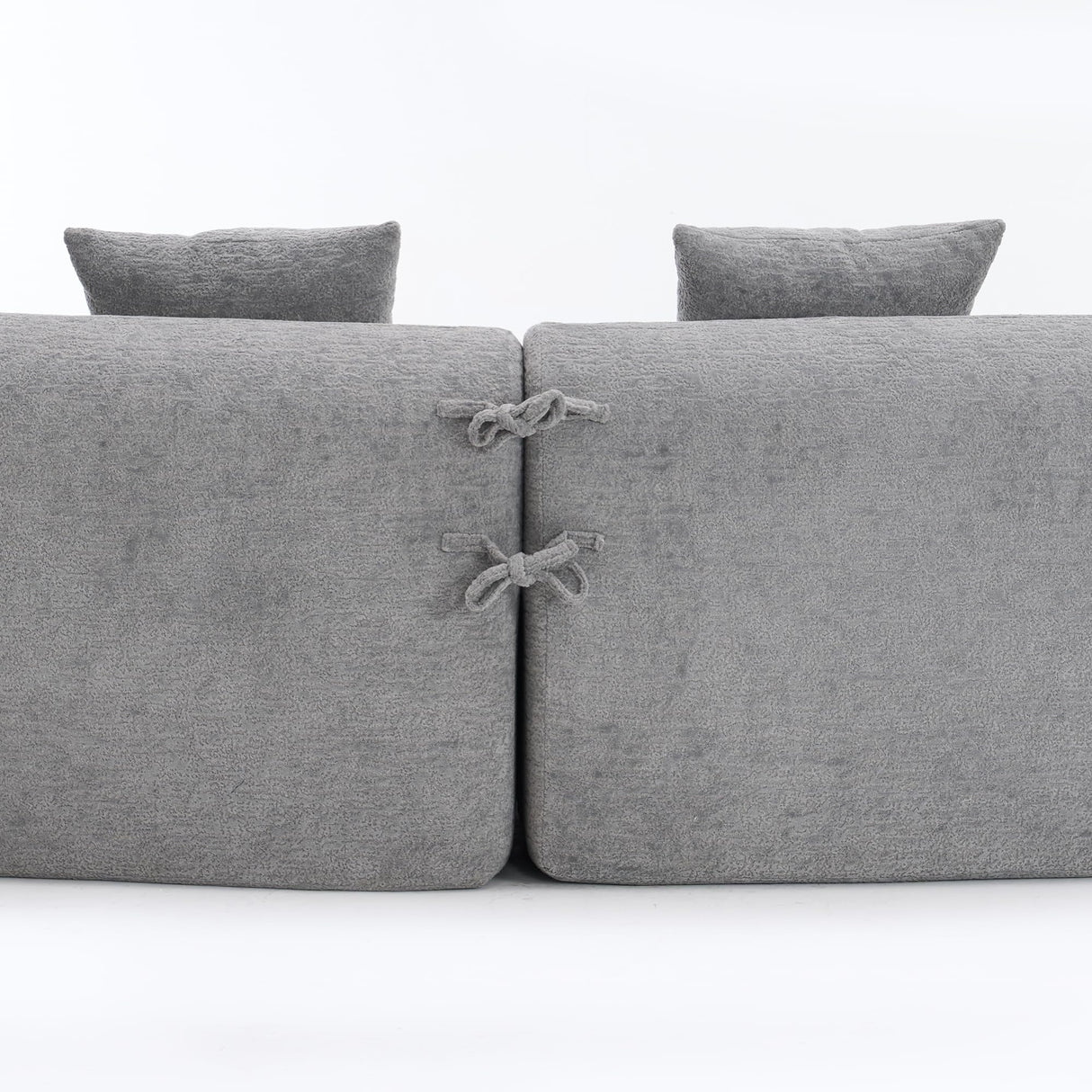 Yoglad 105.6‘’ 4-Seat Modern Curved Chenille Sofa, No Assembly Needed Minimalist Floor Loveseat Sofa, Comfy Upholstered Couch, Compression Sofa for Living Room Apartment Studio Office (Grey) Yoglad