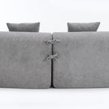 Yoglad 105.6‘’ 4-Seat Modern Curved Chenille Sofa, No Assembly Needed Minimalist Floor Loveseat Sofa, Comfy Upholstered Couch, Compression Sofa for Living Room Apartment Studio Office (Grey) Yoglad