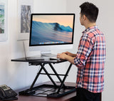 Mount-It! Standing Desk Converter, Height Adjustable Sit Stand Desk, 32x22 Inch Preassembled Stand Up Desk Converter, Ultra Low Profile Design, Black Mount-It!