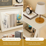 Boniture Display Cabinet with Acrylic Glass Doors,4-Tiers Curio Cabinet with LED Lighting for Collectibles, Collectibles Toy Organizers Rack & Display Shelf Display Case Storage Cabinet, Antique White BONITURE