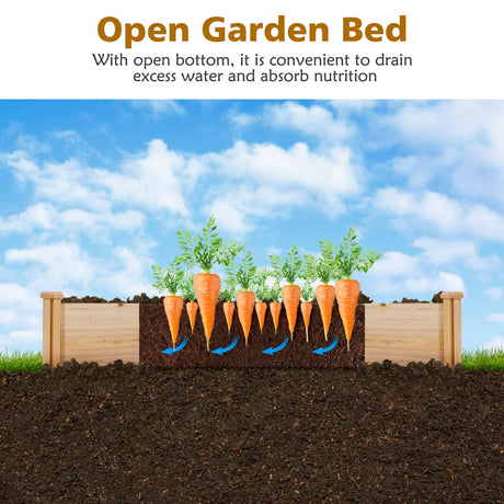 S AFSTAR Wooden Raised Garden Bed, Divisible Planter Box Kit, Outdoor Elevated Flower Planting Raised Bed, Above Ground Planters or Vegetables Grass Lawn Yard Backyard Patio (92.5" L x 95" W x 11" H) S AFSTAR