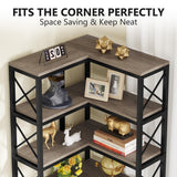Tribesigns 7-Shelf Corner Bookshelf,Large Modern Corner Bookcase, 7-Tier Tall Corner Shelf Storage Display Rack with Metal Frame for Living Room Home Office (Grey) Tribesigns