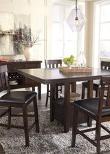 Signature Design by Ashley Haddigan Traditional Rectangular 36" Counter Height Dining Extension Table, Dark Brown Signature Design by Ashley