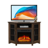 COMEFFIE 45" Corner TV Stand with 18" Fireplace Insert, Electric Fireplace Entertainment Center with Adjustable Shelves, Modern TV Stand Fit TVs up to 55 Inches for Living Room, Bedroom (Brown) COMEFFIE